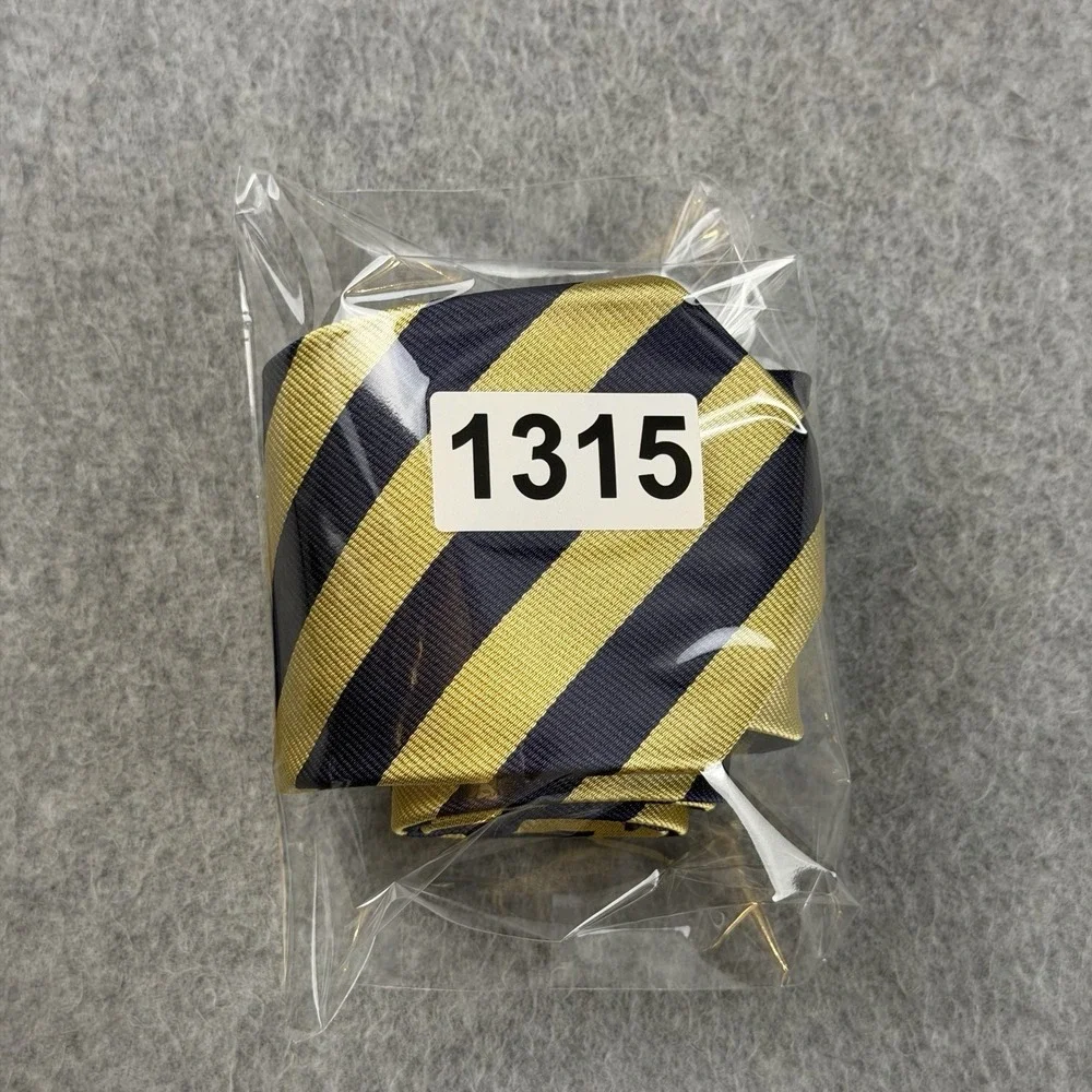 Brooks Brothers Fleece Boys Silk Tie Navy Gold Regimental Stripe Youth 43x2.6